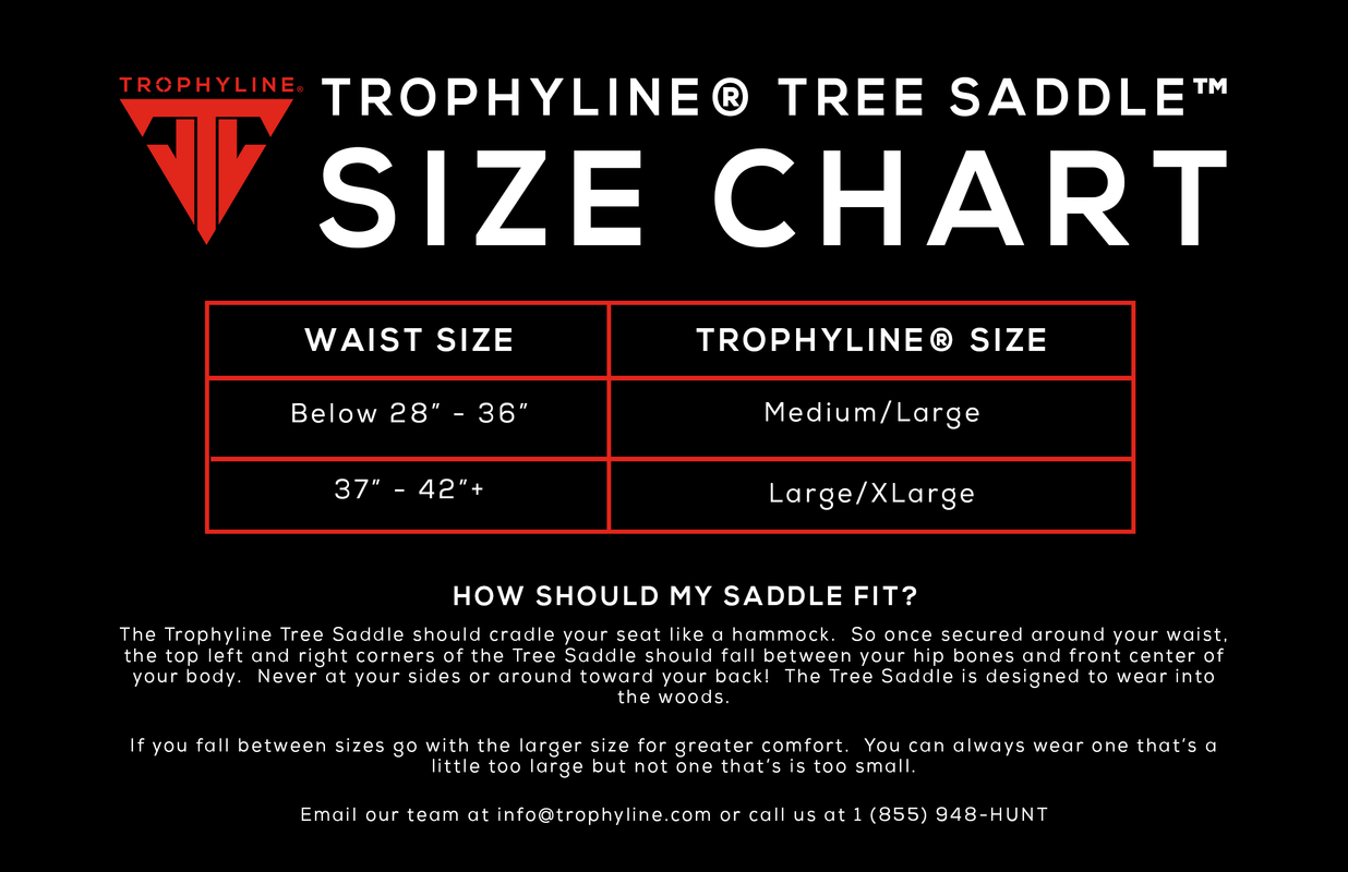 Trophyline Tree Saddle Size Chart